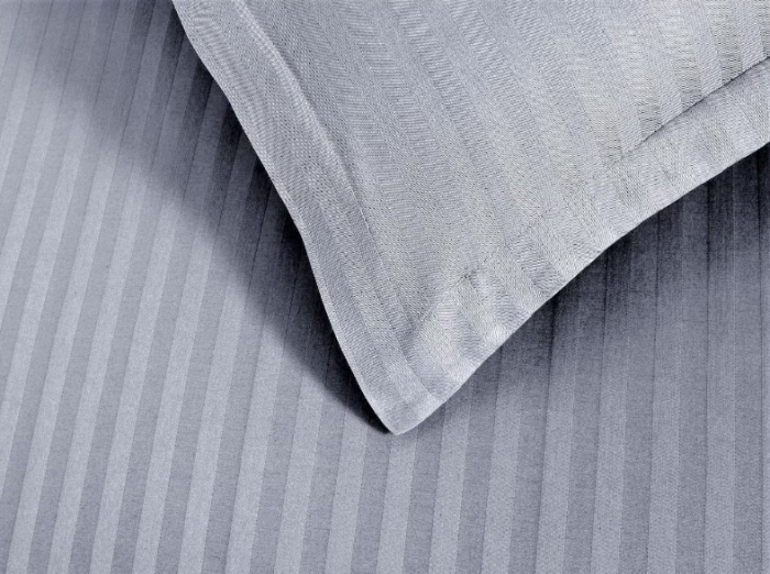 Lenjerie de pat Matrimonial Tip Damasc, 6 piese, Cearceaf de pat cu elastic 180 x 200 cm, Cearceaf pilota cu fermoar 200 x 230 cm, 4 fete de perna, Gri [7]