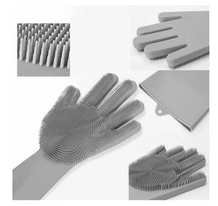 Manusi de silicon pentru spalat vase si curatare, termorezistente, reutilizabile, culoare gri [6]