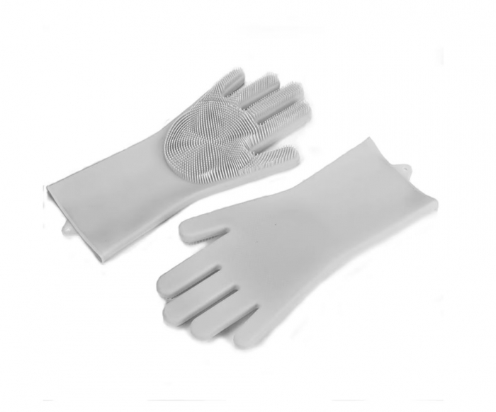 Manusi de silicon pentru spalat vase si curatare, termorezistente, reutilizabile, culoare gri [4]