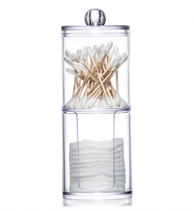 Organizator CELhome 2 Compartimente Pentru Betisoare de Urechi si Dischete, Transparent [2]