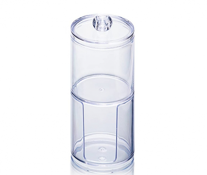 Organizator CELhome 2 Compartimente Pentru Betisoare de Urechi si Dischete, Transparent [6]
