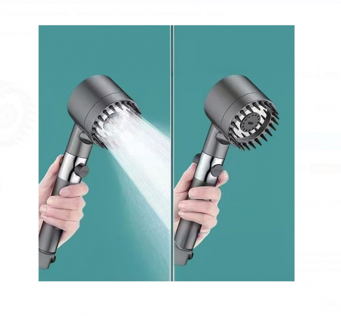 Para de dus CELhome cu peri din silicon pentru masaj capilar, filtru incorporat si presiune inalta, racord universal 1/2 [3]