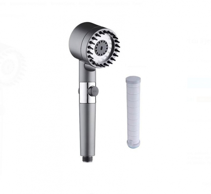 Para de dus CELhome cu peri din silicon pentru masaj capilar, filtru incorporat si presiune inalta, racord universal 1/2 [1]