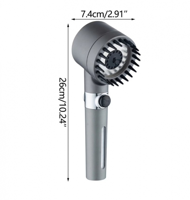 Para de dus CELhome cu peri din silicon pentru masaj capilar, filtru incorporat si presiune inalta, racord universal 1/2 [4]