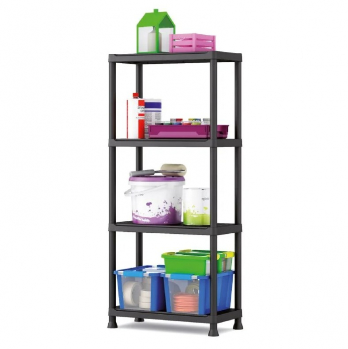 Raft depozitare plastic 4 polite 135x60x30 cm 20 kg polita negru [6]
