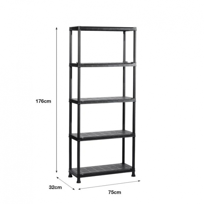 Raft depozitare plastic 5 polite 176x75x32 cm negru 30 kg/polita [2]