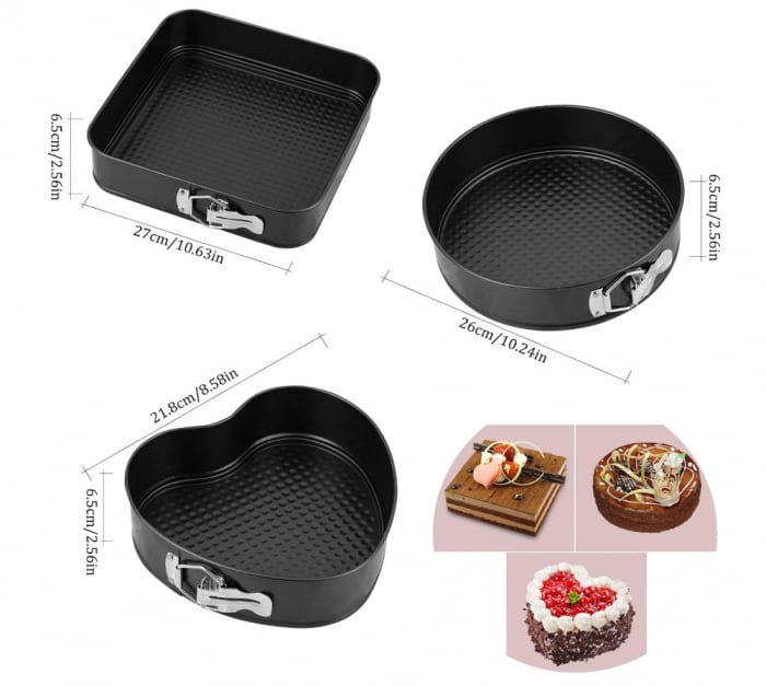 Set 3 Tavi de Copt cu Baza Detasabila si Invelis Antiaderent – Ideal pentru Torturi si Prajituri [7]