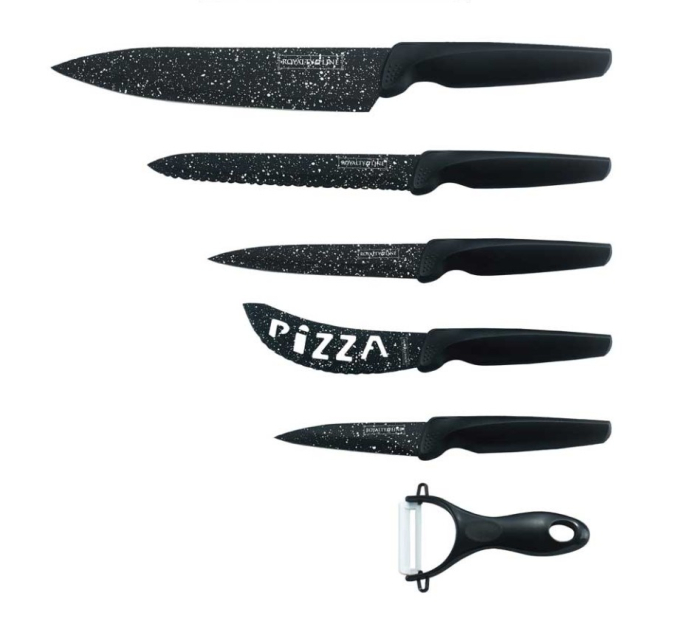 Set 5 Cutite Bucatarie cu Acoperire Ceramica si Strat Marble Non Stick + Curatator Ceramic, Lame Inox, pentru Taiere Precisa Carne Legume Fructe [8]