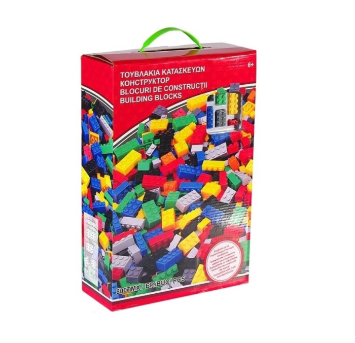 Set 800 de cuburi pentru constructii si creatii nelimitate + Suport pentru Caramizi Constructie Verde 16x16 cm, CELhome [2]