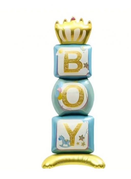 Set baloane pentru baietei Welcome Baby Boy, 6 piese, decor petrecere umplere cu aer sau heliu [4]