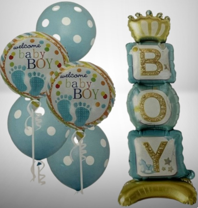 Set baloane pentru baietei Welcome Baby Boy, 6 piese, decor petrecere umplere cu aer sau heliu [5]