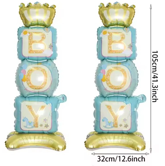 Set baloane pentru baietei Welcome Baby Boy, 6 piese, decor petrecere umplere cu aer sau heliu [2]