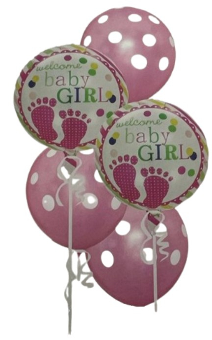 Set baloane pentru fetite Welcome Baby Girl, 6 piese, decor petrecere umplere cu aer sau heliu [3]