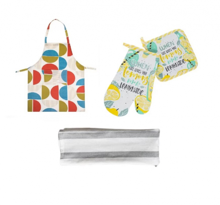 Set Bucatarie CELhome 4 Piese – Sort, Manusa, Servet si Prosop – Practic si Elegant, Colorat [1]