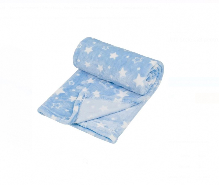 Set CELhome pentru Bebe – Lenjerie, Patura si Perna, Albastru cu Stele [6]