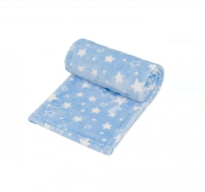 Set CELhome pentru Bebe – Lenjerie, Patura si Perna, Albastru cu Stele [5]