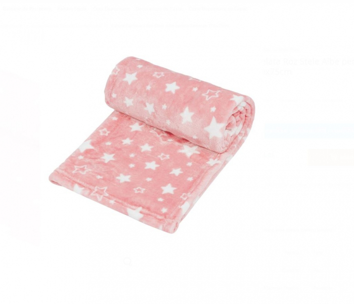Set CELhome pentru Bebe – Lenjerie, Patura si Perna, Roz cu Stele [6]