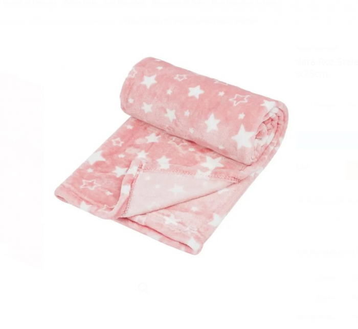 Set CELhome pentru Bebe – Lenjerie, Patura si Perna, Roz cu Stele [7]