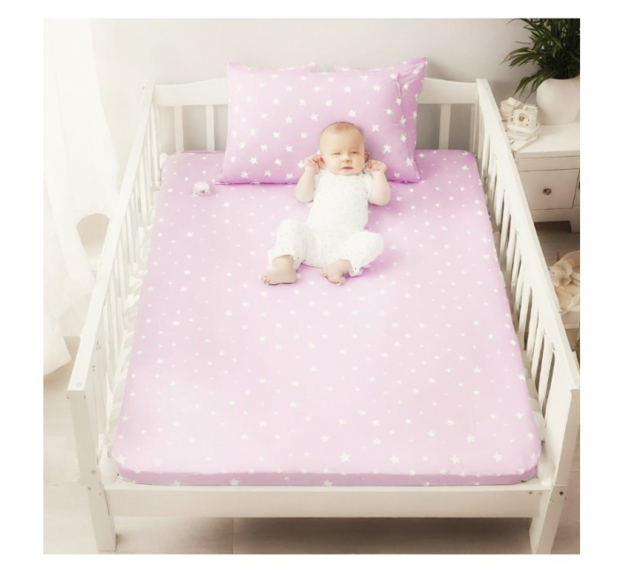 Set CELhome pentru Bebe – Lenjerie, Patura si Perna, Roz cu Stele [10]