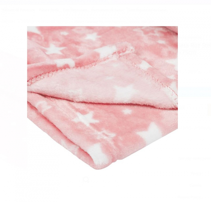 Set CELhome pentru Bebe – Lenjerie, Patura si Perna, Roz cu Stele [8]