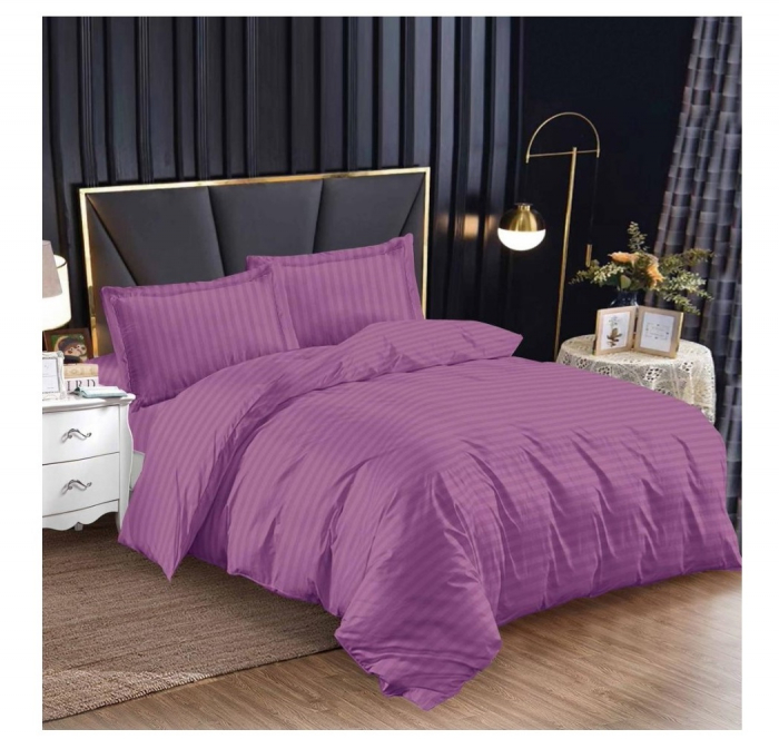 Set CELhome - Pilota 220 x 200 cm + Lenjerie de pat Tip Damasc 6 piese - Mov [5]