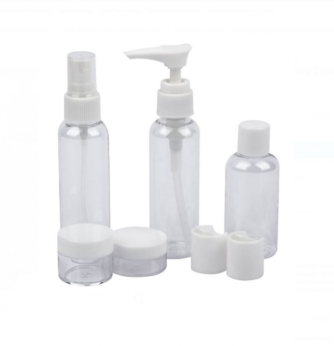 Set CELhome - Sticle pentru Calatorie Transparente cu Husa - 5 Bucati + Etichete Autoadezive [2]