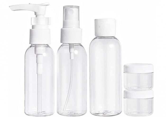 Set CELhome - Sticle pentru Calatorie Transparente cu Husa - 5 Bucati + Etichete Autoadezive [3]