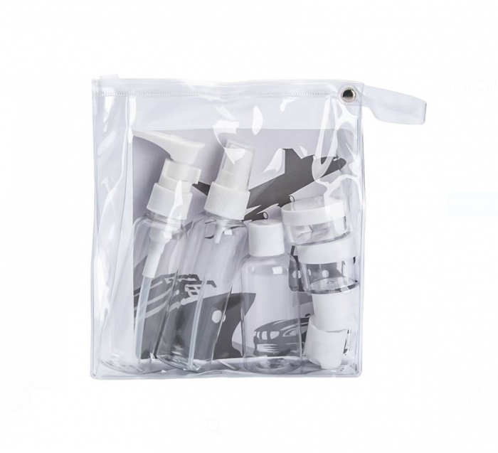 Set CELhome - Sticle pentru Calatorie Transparente cu Husa - 5 Bucati + Etichete Autoadezive [8]