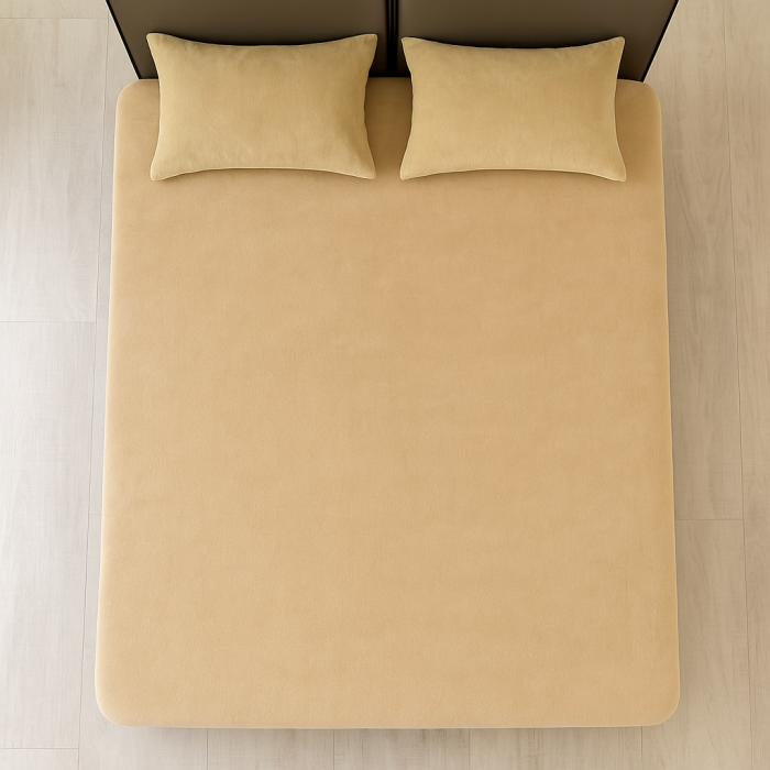 Set  3 piese pentru pat – husa saltea cu elastic 230x250 cm, 2 fete de perna 50x70 cm, moale si calduroasa, pentru saltea 180x200 sau 160x180 cm, Unt [5]