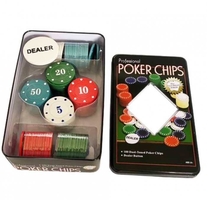 Set Poker CELhome – 100 Fise Profesionale cu Cutie Metalica [2]