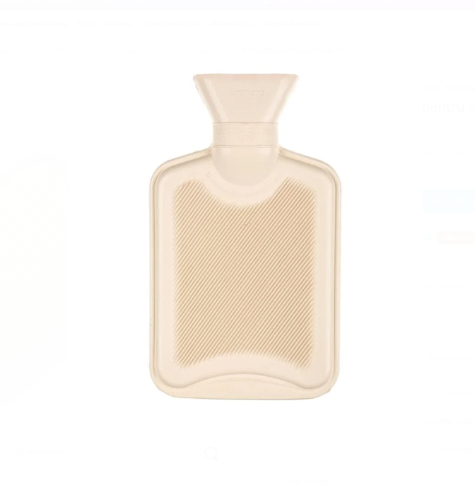 Set sticla pentru apa calda 1L alba + husa blana artificiala albastra pisica cu glitter auriu [3]