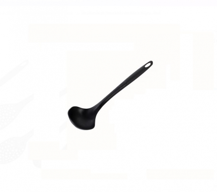 Set Ustensile de Servit Masa, Lingura adanca, Lingura putin adanca, Spatula cu Gauri, Lingura cu Gauri, Negru [4]