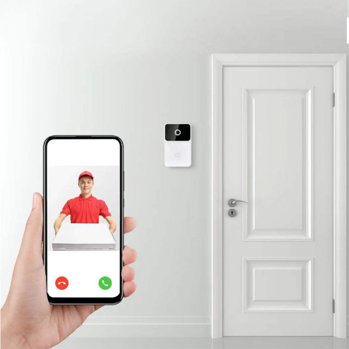 Sonerie Wireless Video, Conectivitate Android/iOS, Audio Bidirectional, Distanta 30 Metri, WiFi 2.4Mghz, Alba [3]
