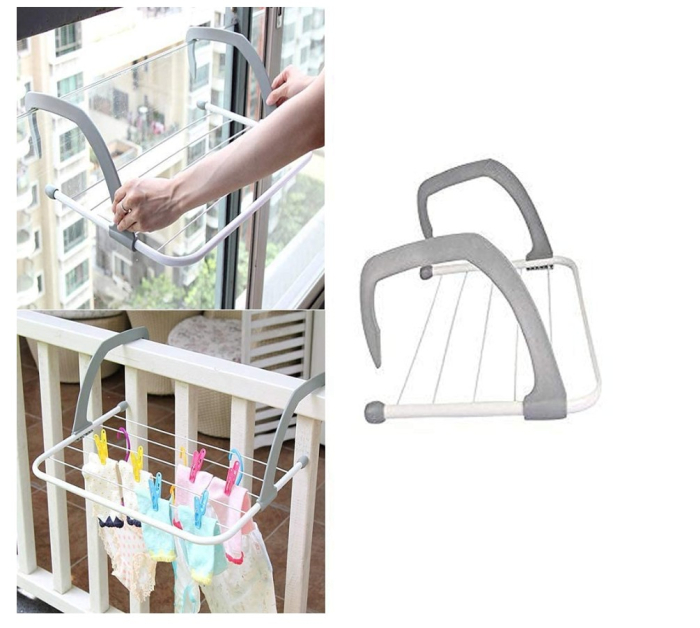 Suport Uscator Rabatabil pentru Haine – Prindere pe Balcon, Calorifer, Bara sau, Compact, Portabil, Economisire Spatiu [3]