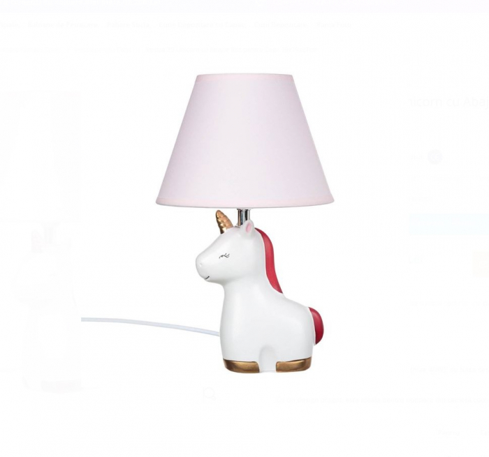 Veioza pentru Copii – Design 3D Unicorn  cu Abajur Roz –  Iluminare Calda si Placuta [2]