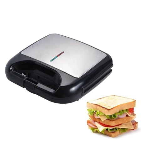 Produse pentru bucatarie - Aparat Sandwich 750W cu Placi Antiaderente, Termostat, Leduri Indicator si Design Compact, Maner Termorezistent