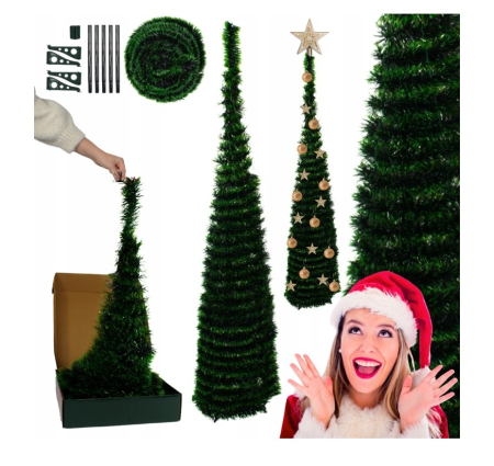 Diverse - Brad Artificial CELhome 1.5 m – Model POP-UP Pliabil, Verde Intens, Cu Diametru la Baza 40 cm