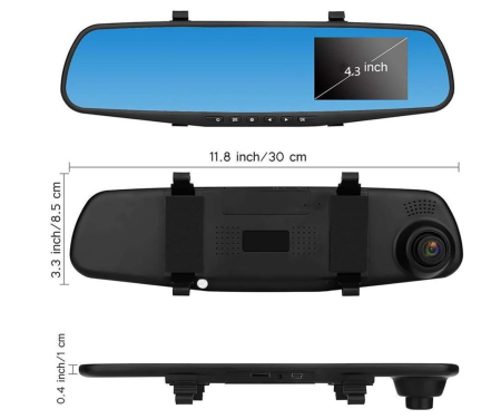 Camera Auto DVR cu Ecran, Inregistrare Video HD, Unghi Larg de Filmare, Detectie Miscare, Night Vision, Monitor Bord pentru Siguranta in Trafic [1]