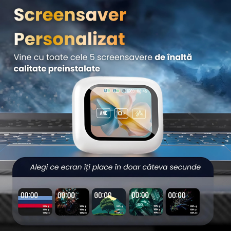 Casti Wireless CELhome Ecran Tactil LED, ANC, 5 Ecrane Prestabilite, ENC pentru Apeluri, Bluetooth 5.4, Sunet HIFI 3D Surround, 3 Moduri Audio, Autonomie Mare, Design Ergonomic [1]