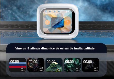 Casti Wireless Inteligente CELhome cu Ecran Tactil 2.01 inch, Bluetooth 5.4, Reducere Dubla a Zgomotului ANC si ENC, Sunet Stereo HD, Autonomie 5 Ore, Cu Cablu Incarcare si 3 Seturi de dopuri din sili [8]