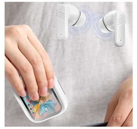 Casti Wireless Inteligente CELhome cu Ecran Tactil 2.01 inch, Bluetooth 5.4, Reducere Dubla a Zgomotului ANC si ENC, Sunet Stereo HD, Autonomie 5 Ore, Cu Cablu Incarcare si 3 Seturi de dopuri din sili [3]