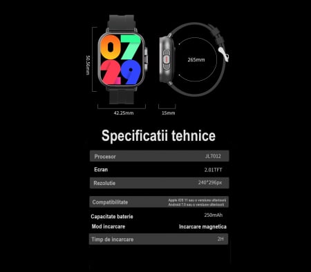 Ceas Smartwatch cu Casti Bluetooth Incorporate, Curea Silicon, 2 in 1, CELhome D8, Ritm Cardiac, Tensiune Arteriala, Monitorizarea Somnului, Fitness, Negru + 1 x Curea Metalica [16]