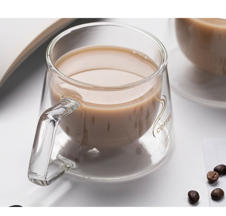 Ceasca Cafea 200 ml, Sticla cu Pereti Dubli, Termorezistenta, Model Rotund, Mesaj Coffee - CELhome [7]