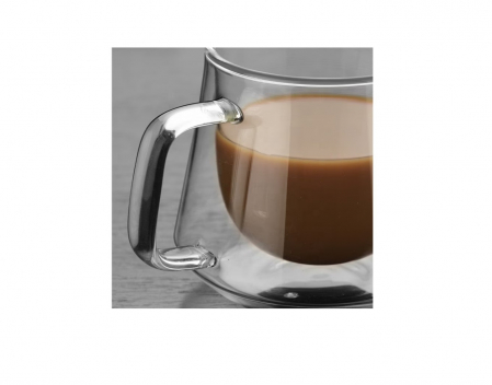 Ceasca Cafea 200 ml, Sticla cu Pereti Dubli, Termorezistenta, Model Rotund, Mesaj Coffee - CELhome [1]