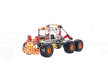 Articole pentru copii - Constructie metalica camion cu 6 roti 309 piese jucarie educativa STEM cu unelte incluse