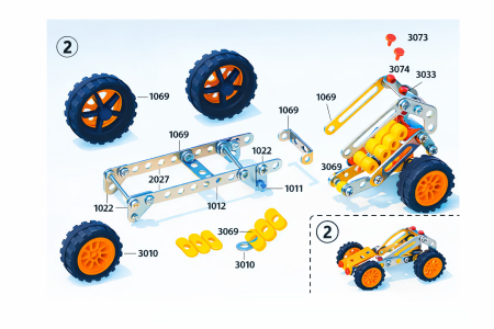 Constructie metalica vehicul off road 128 piese set educativ STEM cu roti functionale pentru copii [4]
