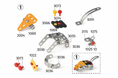Constructie metalica vehicul off road 128 piese set educativ STEM cu roti functionale pentru copii [3]