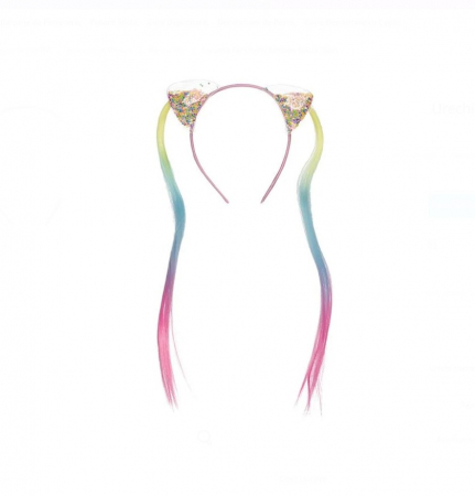 Articole pentru copii - Coronita CELhome de Par cu Urechi Rainbow si Suvite – Accesoriu Colorat pentru Copii