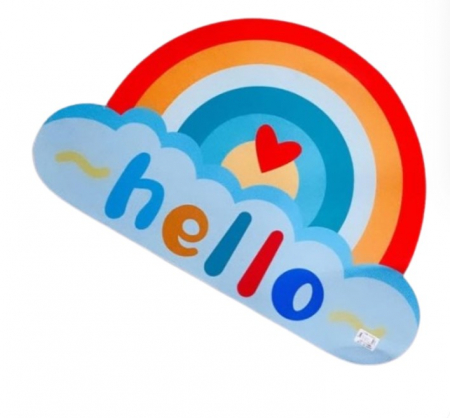 Produse pentru baie - Covoraș de baie decorativ – model curcubeu „Hello”