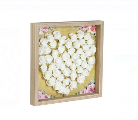 Cutie decorativa din Lemn cu Trandafiri Albi 30x3.5x30cm [1]
